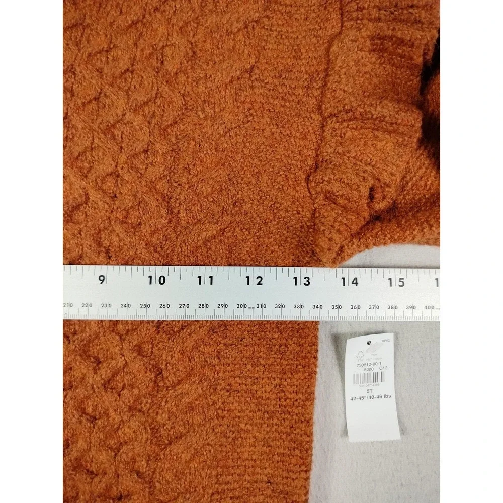 Old Navy Sweater Girls 5T Orange Mock Neck Ruffle Cable Knit Pullover Winter